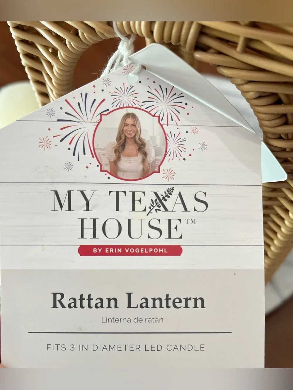 NWT: Rattan Lantern 15” My Texas House by Erin Vogelpohl, Summer Outdoors 2026